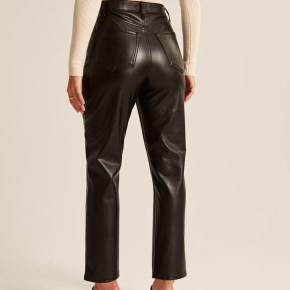 Abercrombie & Fitch Pants Vegan Leather Ankle Straight Ultra High Sz 18S/P Curve - Picture 2 of 12